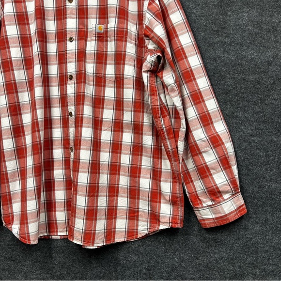 Carhartt Relaxed Fit Red Plaid Button-Up Shirt Size XL - Picture 4 of 12